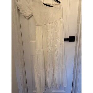 One Shoulder White Maxi Dress with Puff Sleeve.